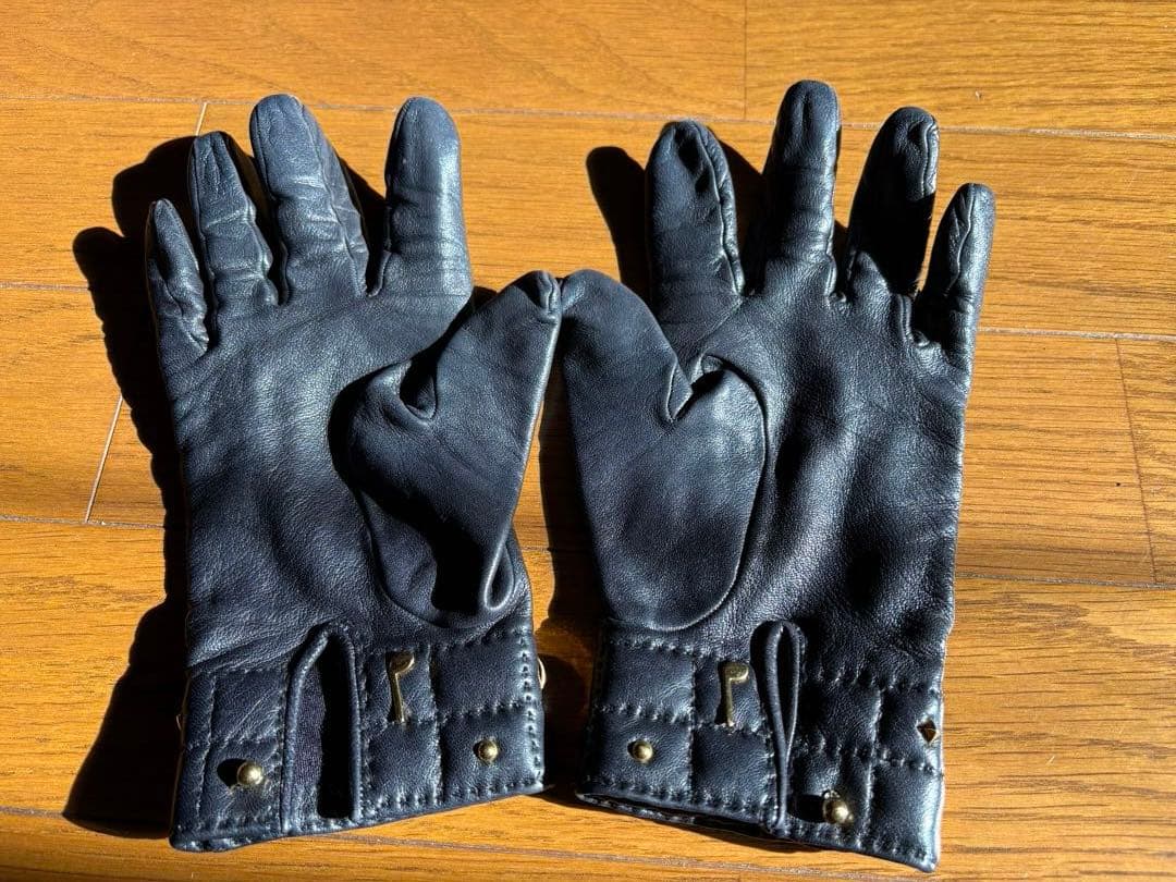 HERMES エルメス グローブ 手袋 ラムスキン レザー　革　メドール　黒