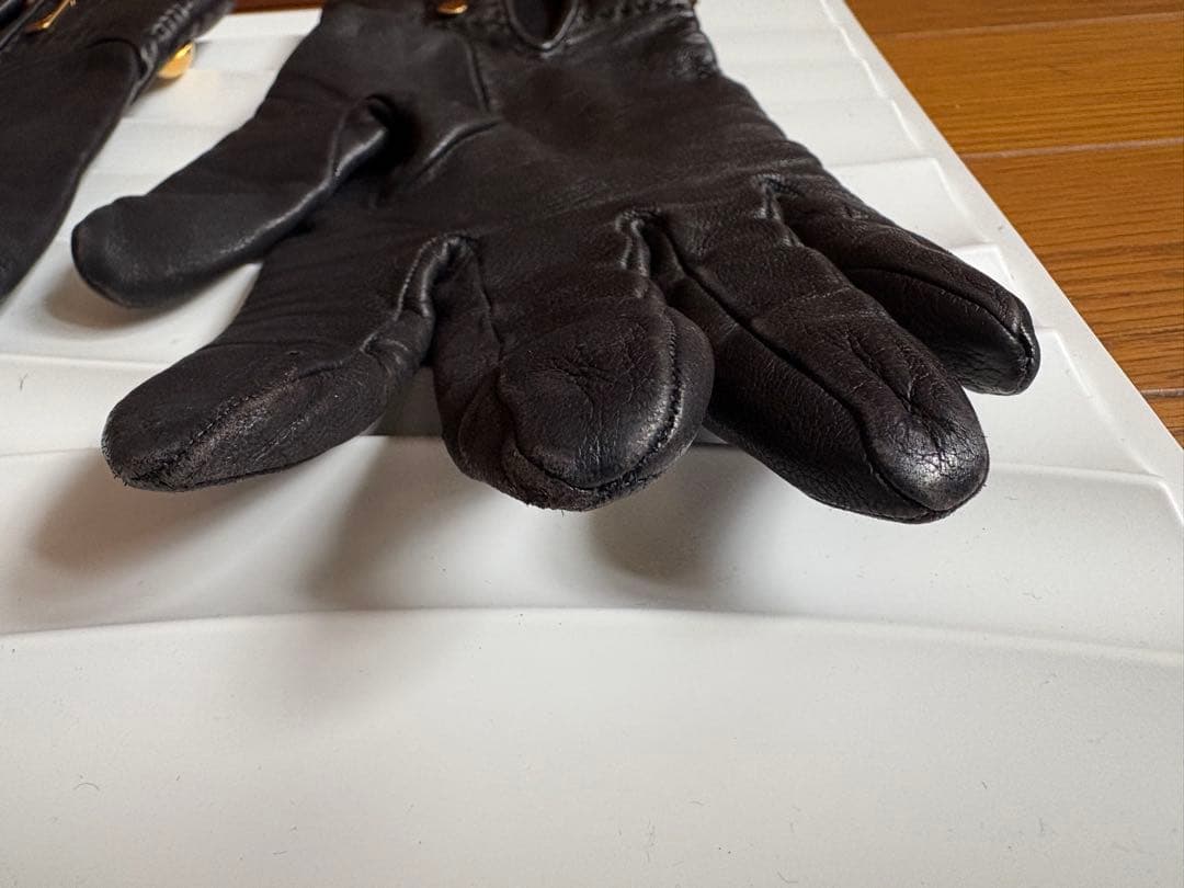 HERMES エルメス グローブ 手袋 ラムスキン レザー　革　メドール　黒