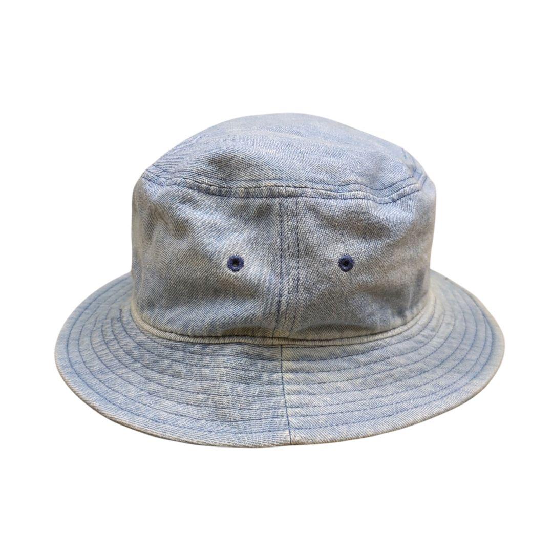 DENIM BUCKET HAT ロゴ 刺繍 帽子 インディゴ M