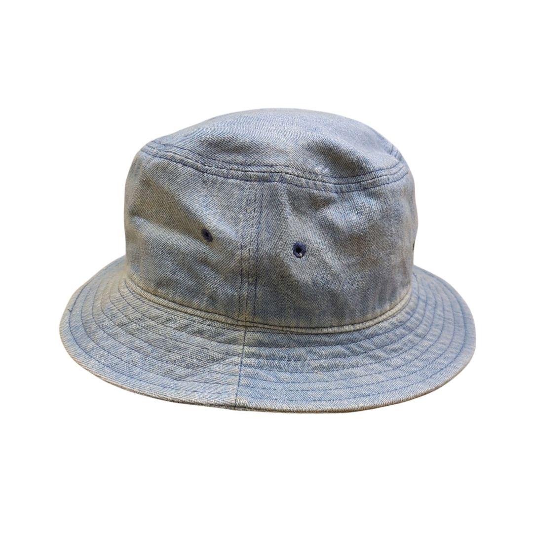DENIM BUCKET HAT ロゴ 刺繍 帽子 インディゴ M