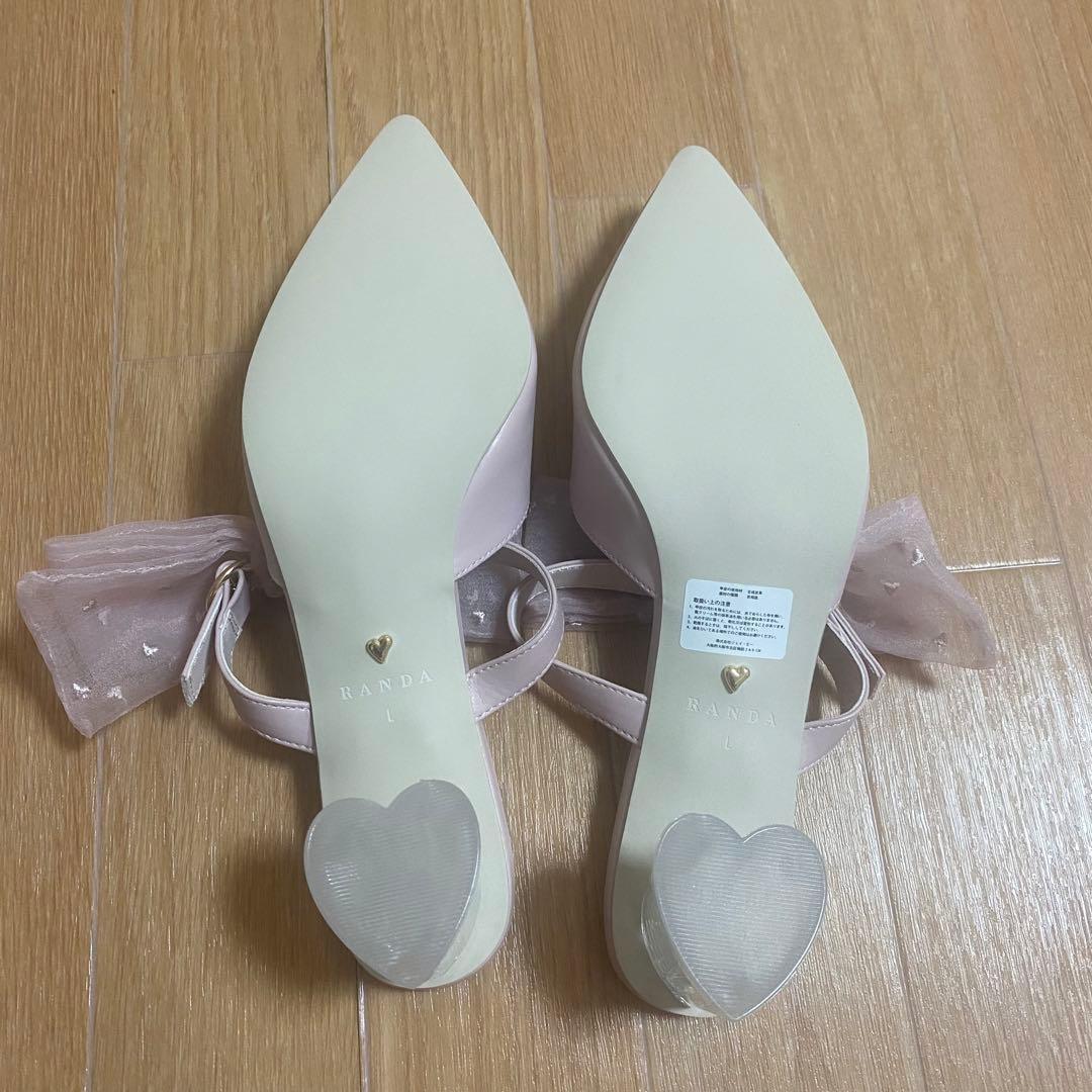 RANDA 2WAYハート刺繍リボンミュール