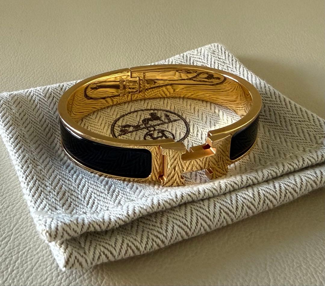 HERMES エルメス クリックH PM バングル ブラック・イエローゴールド
