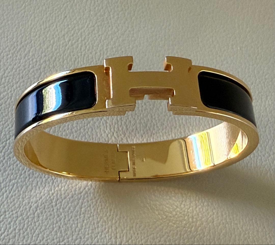 HERMES エルメス クリックH PM バングル ブラック・イエローゴールド
