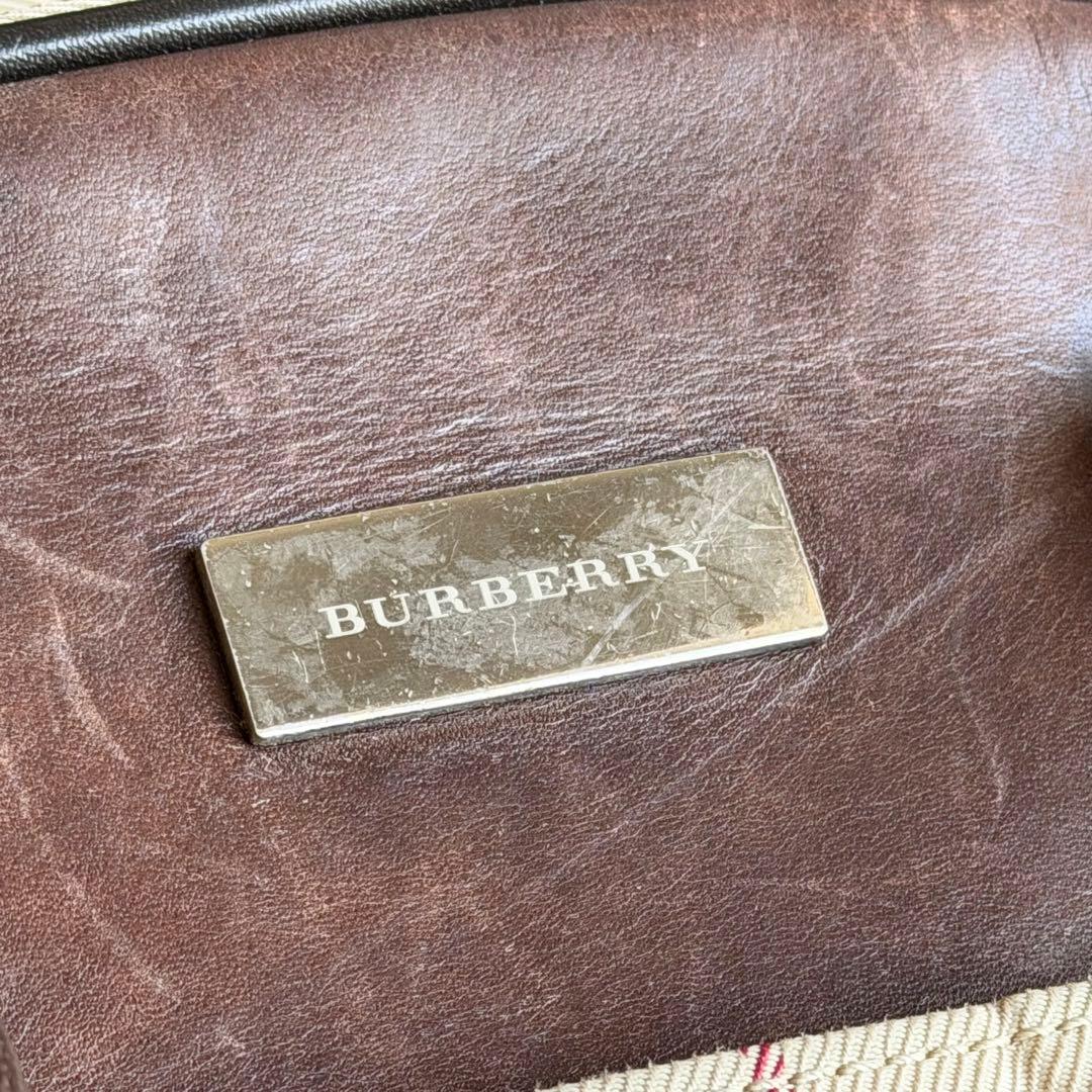 ⭐️バーバリー⭐️ノバチェック×レザー ハンドバッグ ミニボストン ブラウン