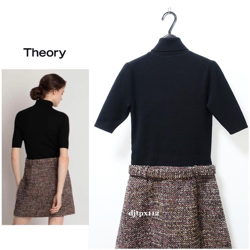 新品同様*Theory*2022*ツイードコンビ タートルワンピース*サイズP