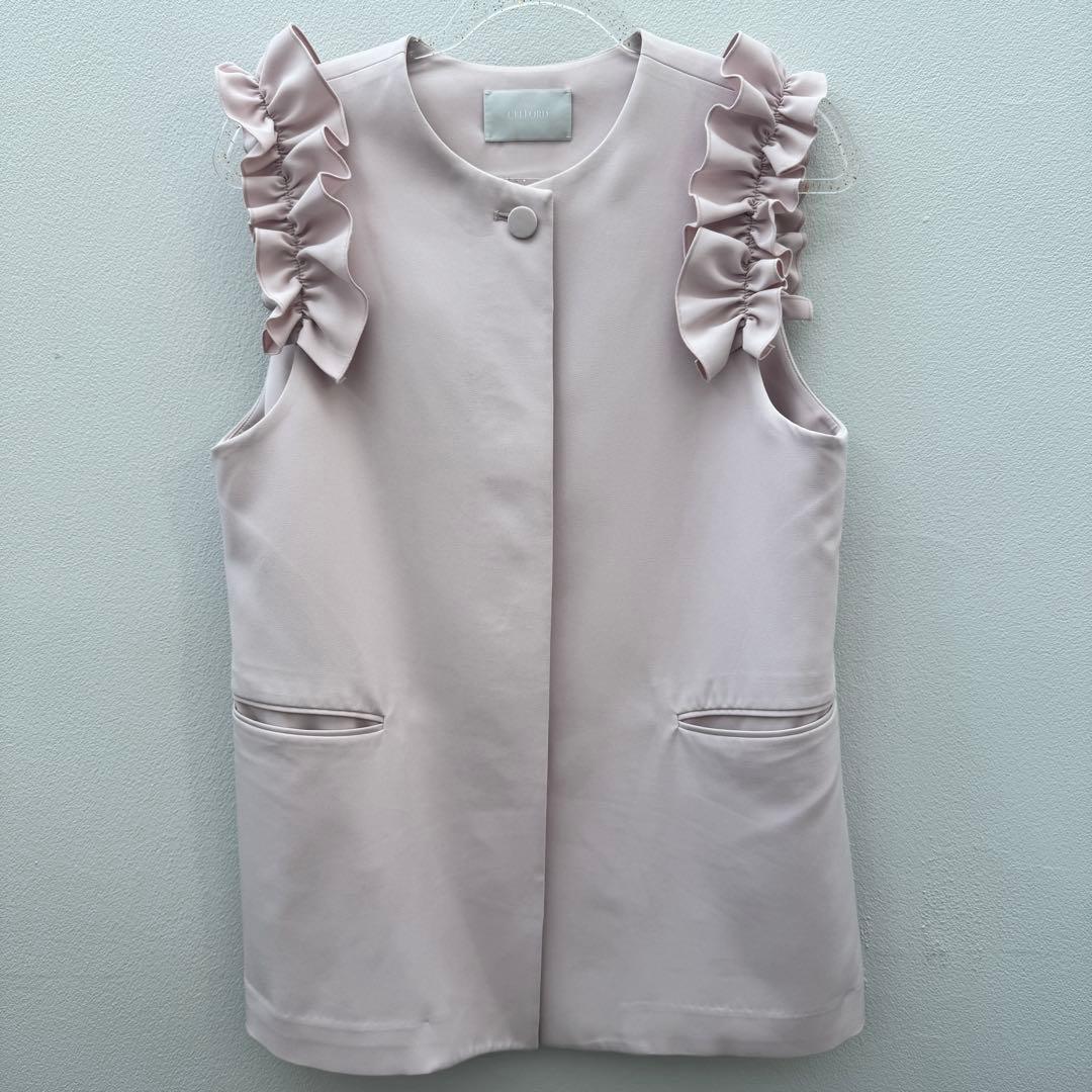 CELFORD／セルフォード フリルスリーブ ジレ ベスト　ライトピンク