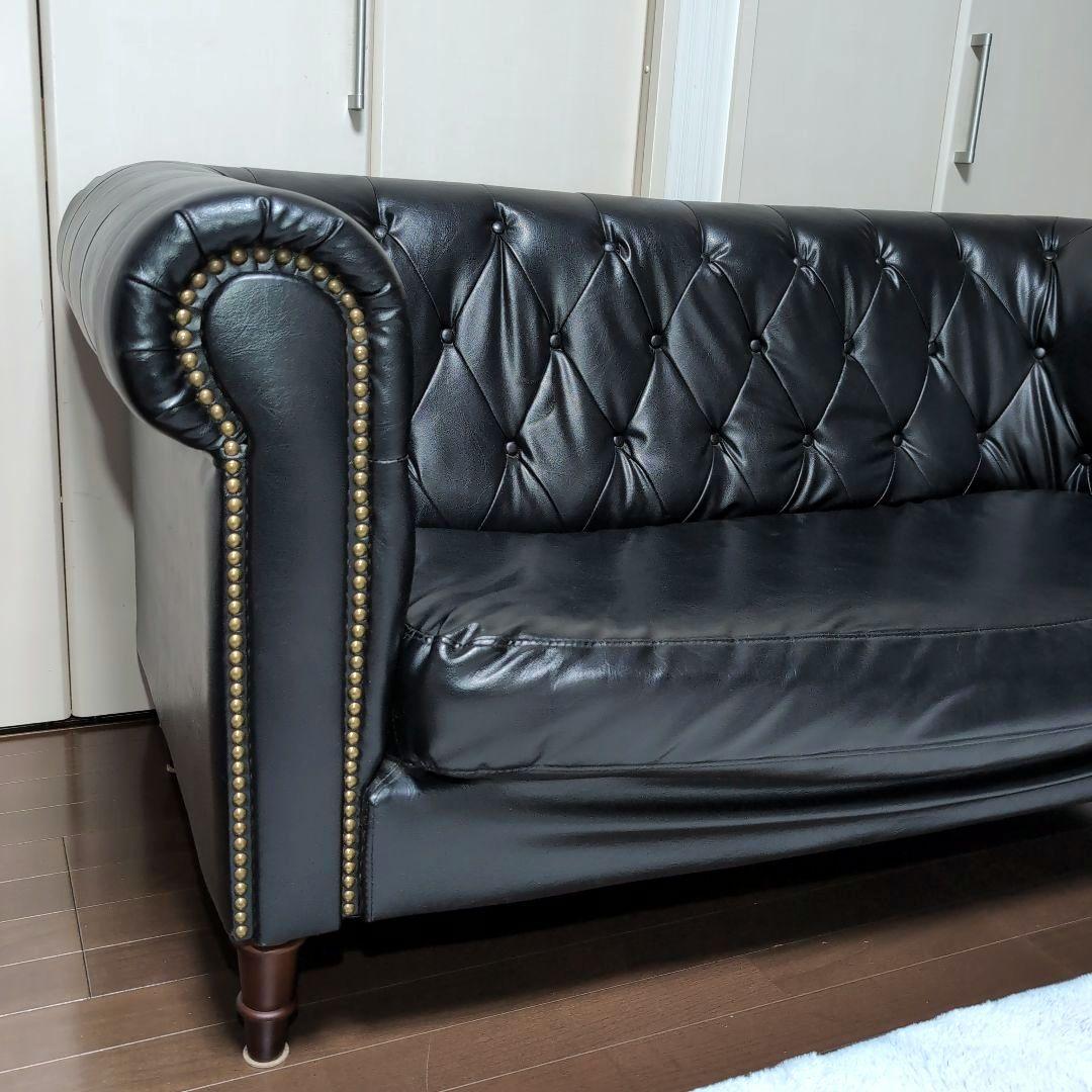 美品　AZUMAYA フェリーニ 2人掛けソファ 黒