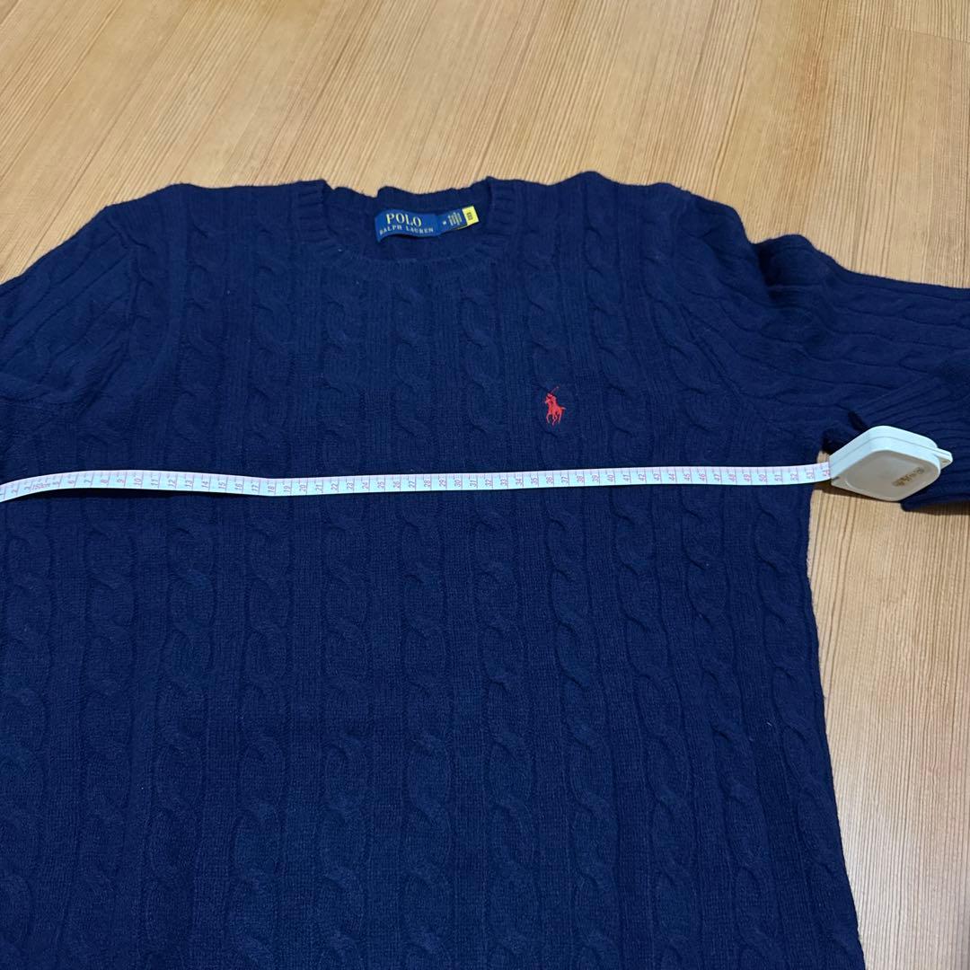POLO RALPH LAURENカシミヤ混ケーブルニット ネイビー 1回着用