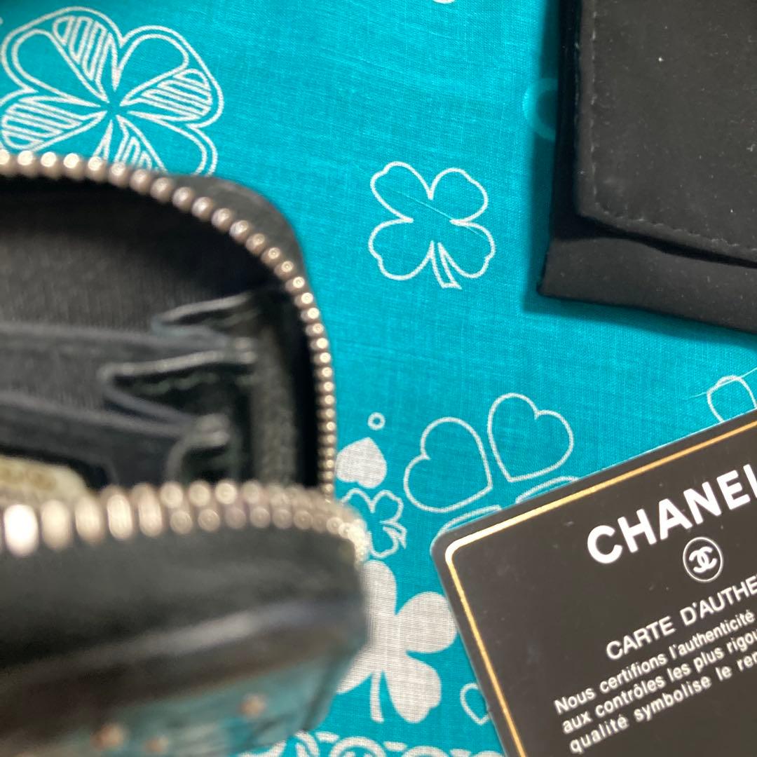 美品☆CHANEL ブラック ケース スタッズ☆カメリア☆カードケース☆