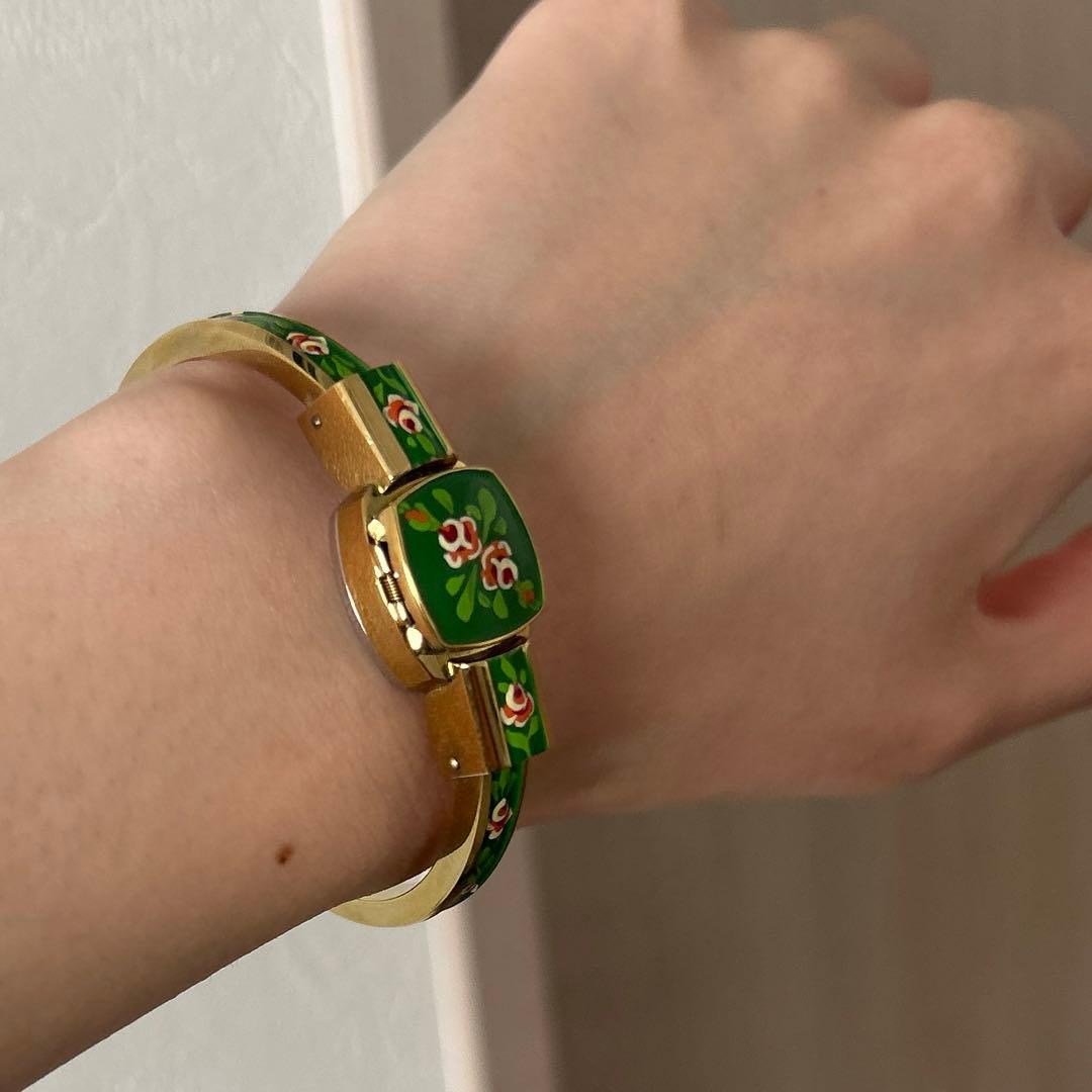 【美品】Chandler 17jewels 手巻き腕時計 バングル ブレスレット