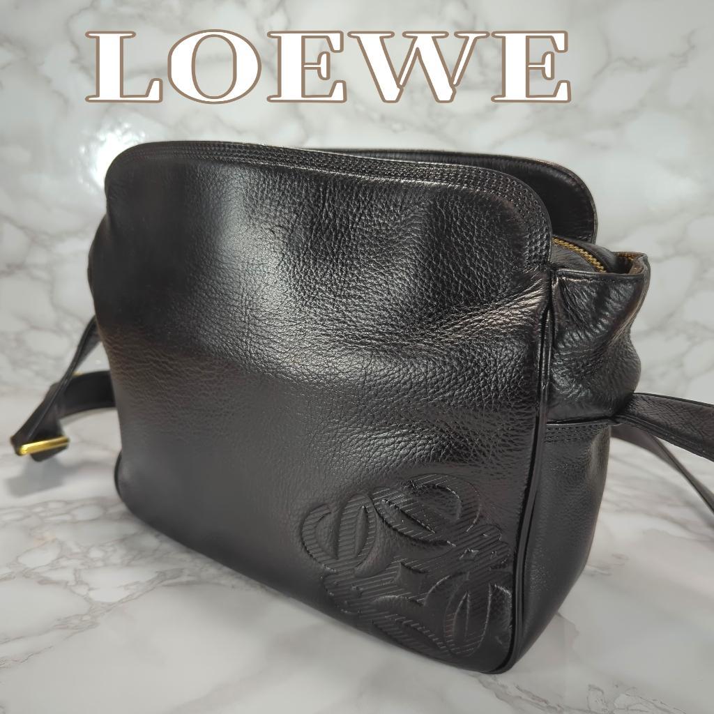 [美品]　LOEWE ロエベ アナグラム シ ョルダーバッグ ブラック