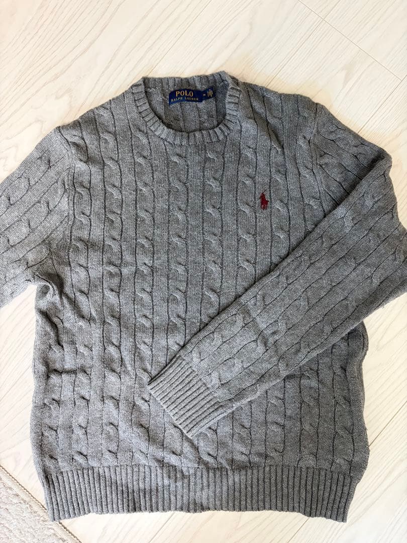 Polo Ralph Lauren ケーブルニット セーター グレー Mサイズ