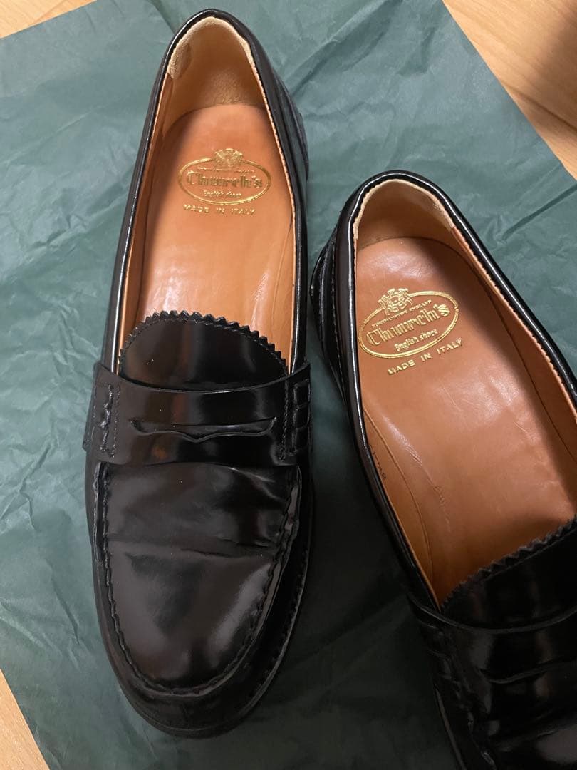 Church's イタリア製　ブラック レザー ローファー