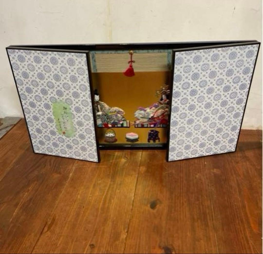 美品　押絵びな　江戸ちりめん　三枚屏風　お雛様　ひな祭り