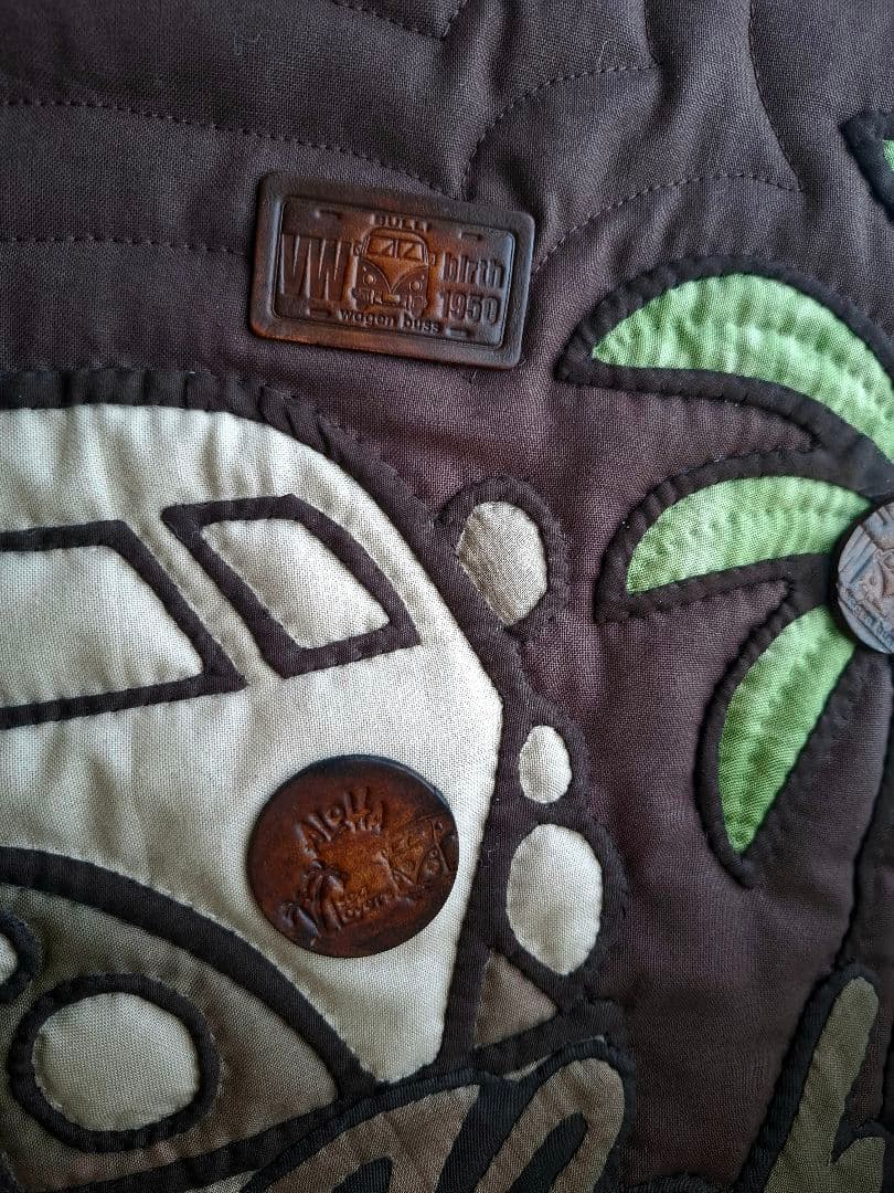 ハワイアンキルト バッグ　2WAY　ファスナー付　革タグチャーム付　ワーゲンバス