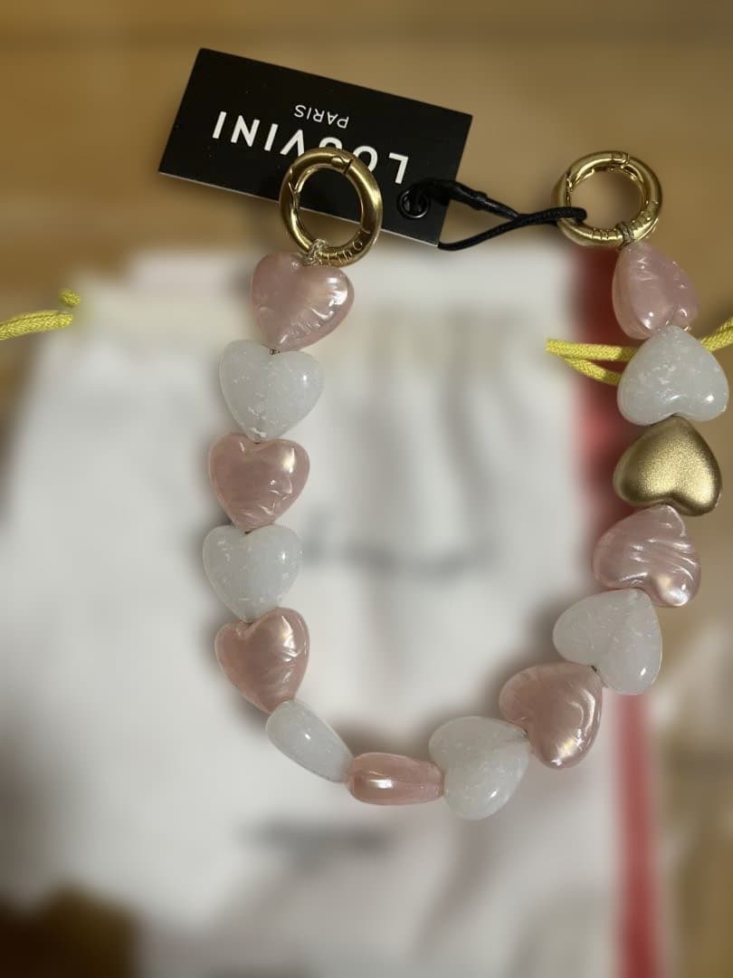 LOUVINIハンドストラップPETIT CUORE PINK-WHITE