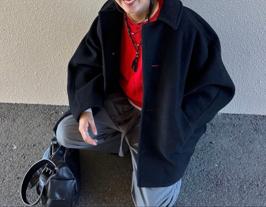 ［タグあり］ニコアンド ライトモッサドルマンジャケットコート 黒