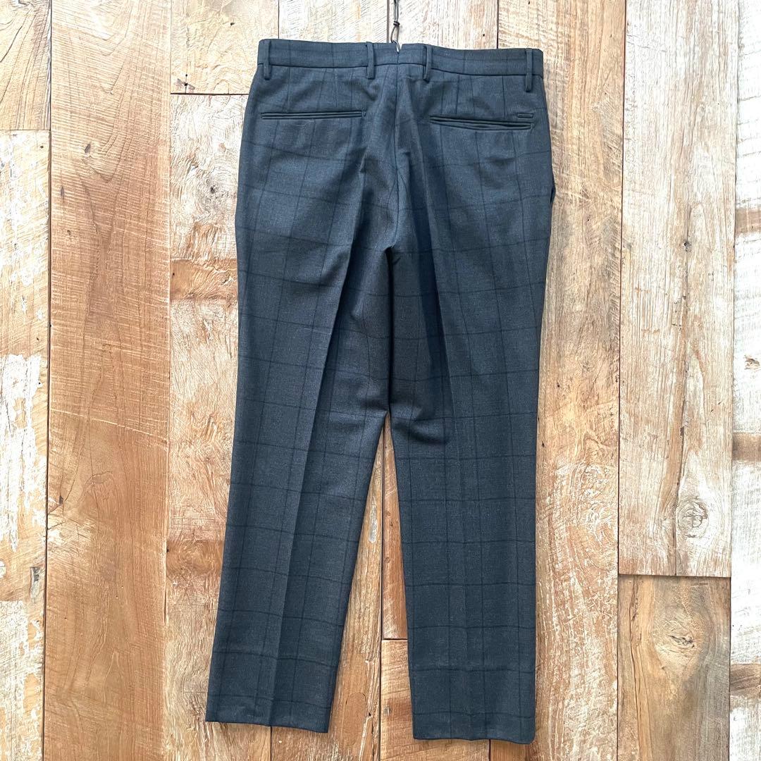 【極美品】INCOTEX チェック柄 テーパード ウール スラックスパンツ 46