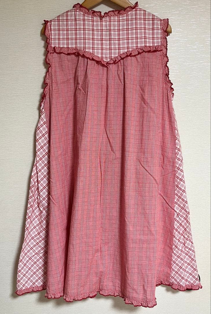 ピンクハウス PINKHOUSE ノースリーブチュニック チェック 赤 リボン