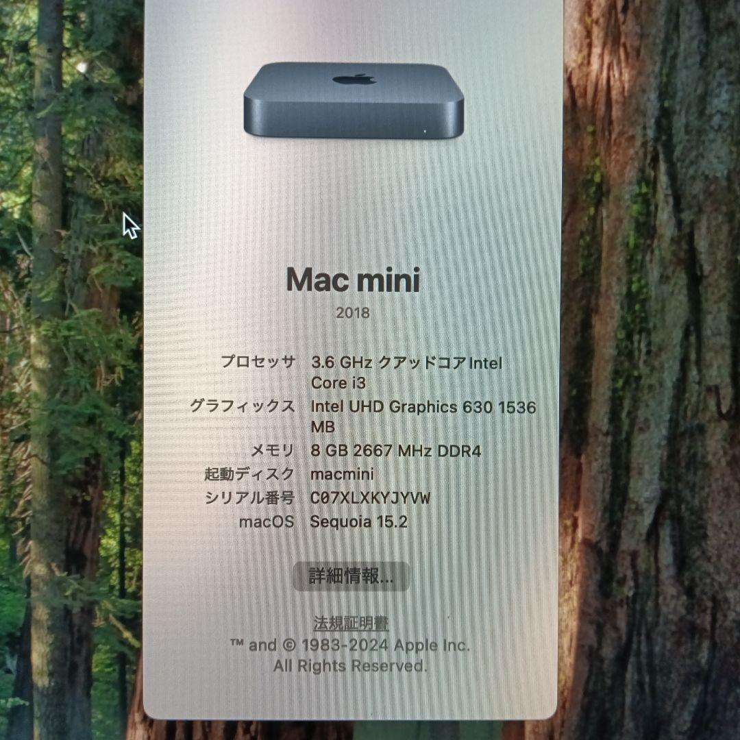 Mac mini 2018 3.6Ghz 8GBメモリー　SpaceGrey