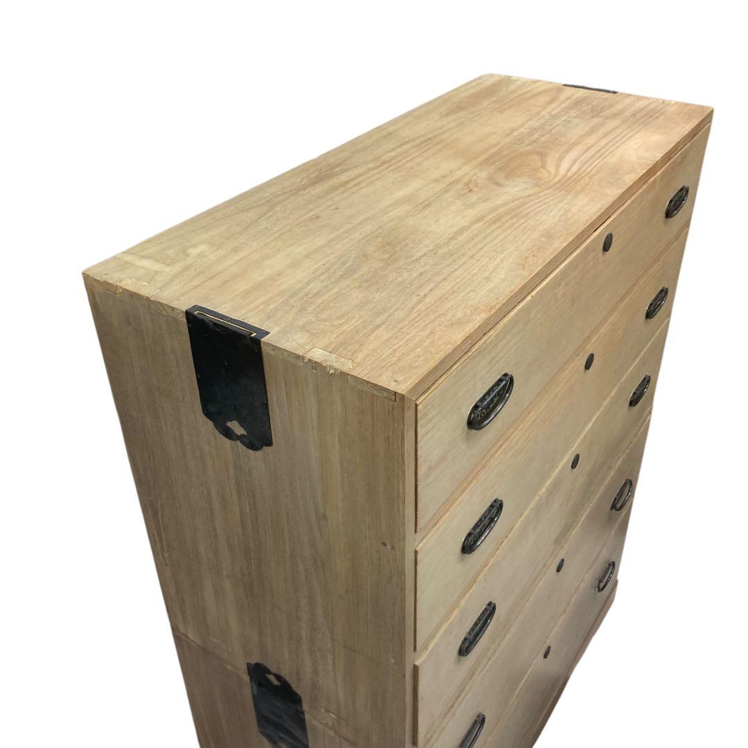 送料無料 昭和レトロ 桐ダンス 5段 上下セパレート可 鍵付き