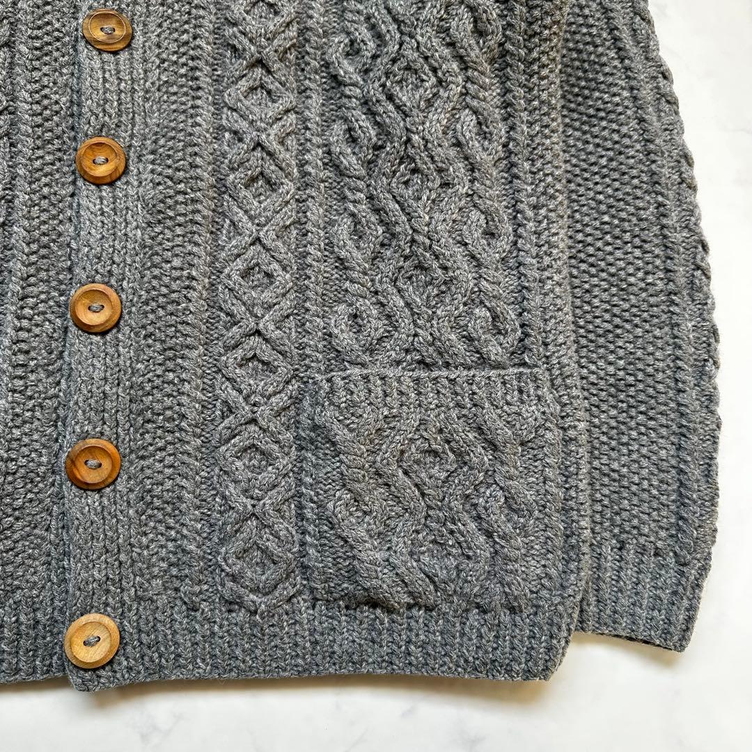 インバーアラン 3Aカーディガン シップス別注 アランニット グレー S-M相当