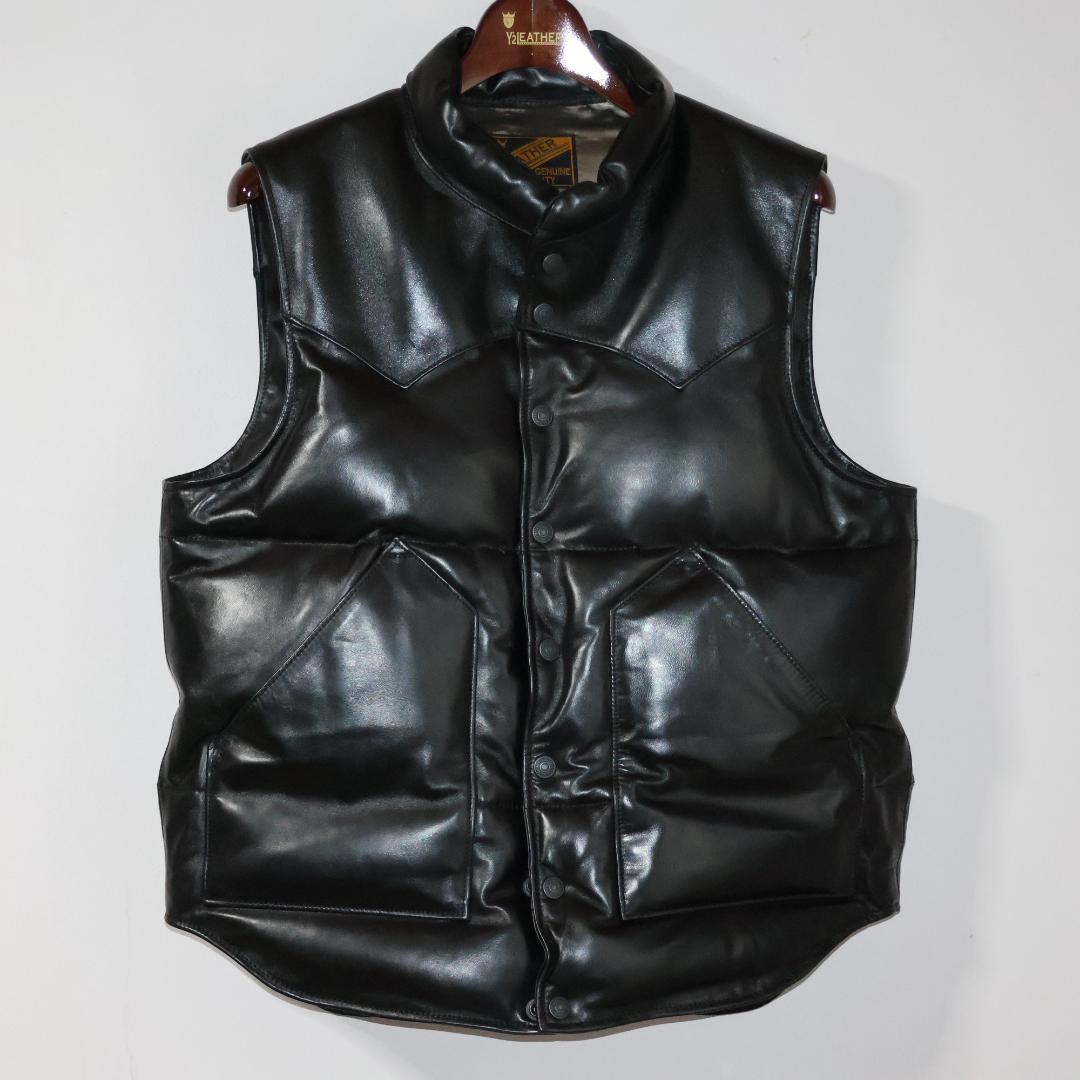 ワイツーレザー　オイルソフトホース×アニリンホースダウンベスト