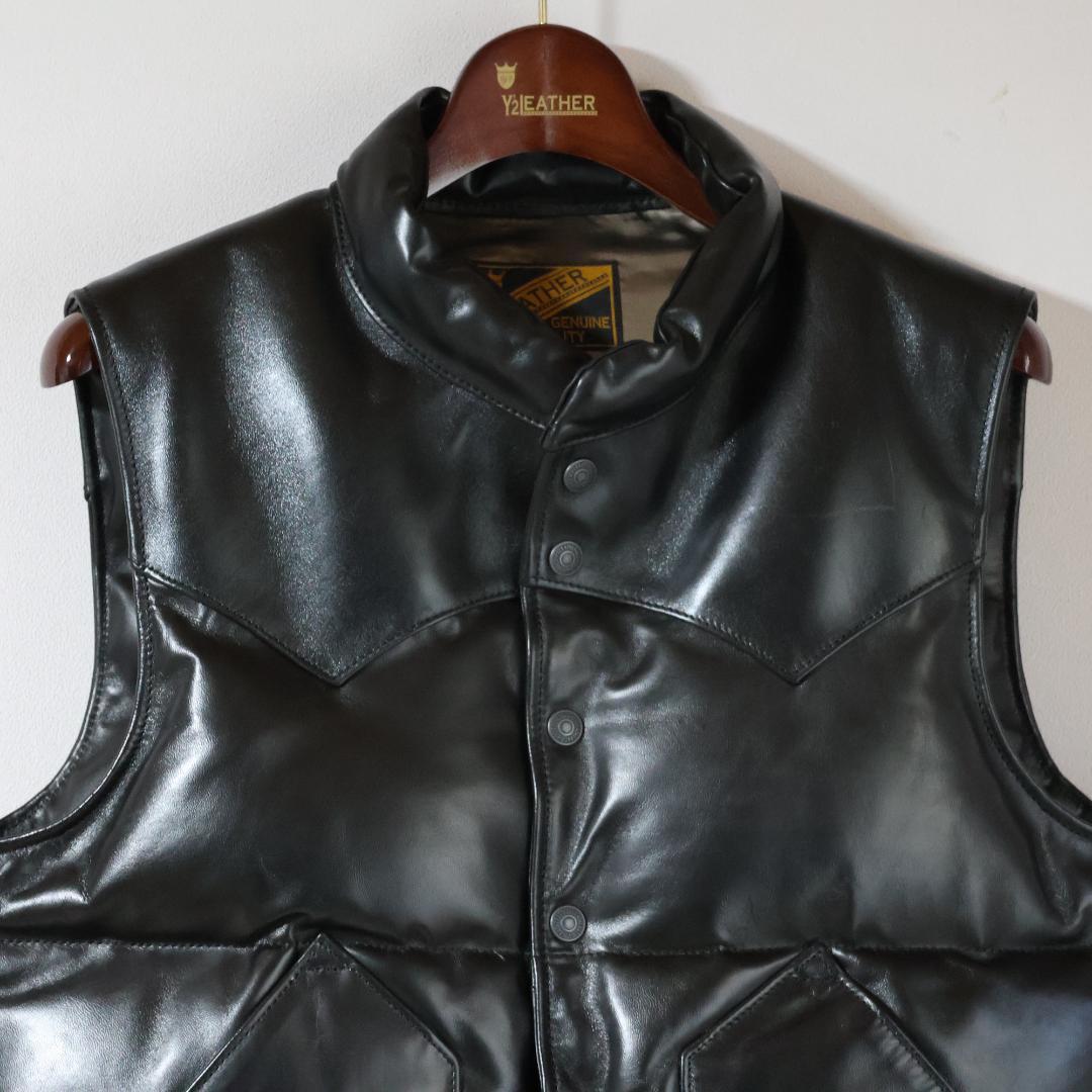 ワイツーレザー　オイルソフトホース×アニリンホースダウンベスト