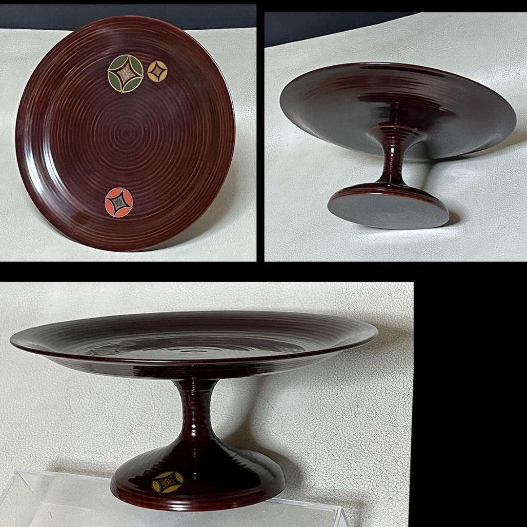 蒔絵 高坏 平安 陽光堂 共箱 木製 菓子器 茶道具 【k3271】