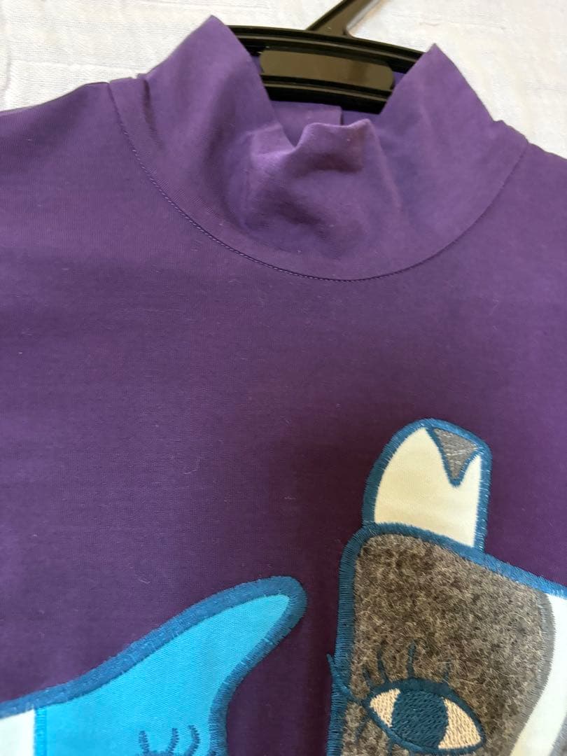 『新品未使用』⭐️トクコプルミエヴォル⭐️紫地犬と猫の刺繍長袖ワンピースチュニック❣️