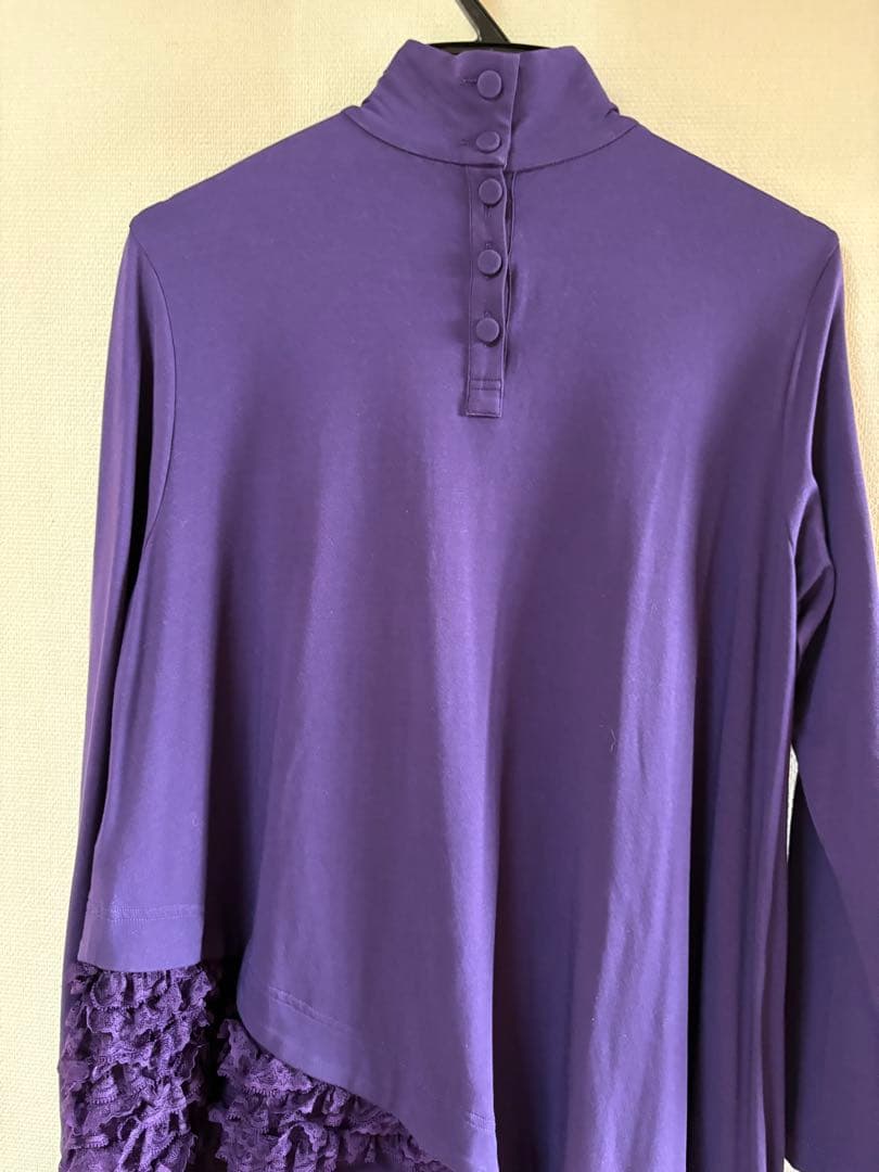 『新品未使用』⭐️トクコプルミエヴォル⭐️紫地犬と猫の刺繍長袖ワンピースチュニック❣️