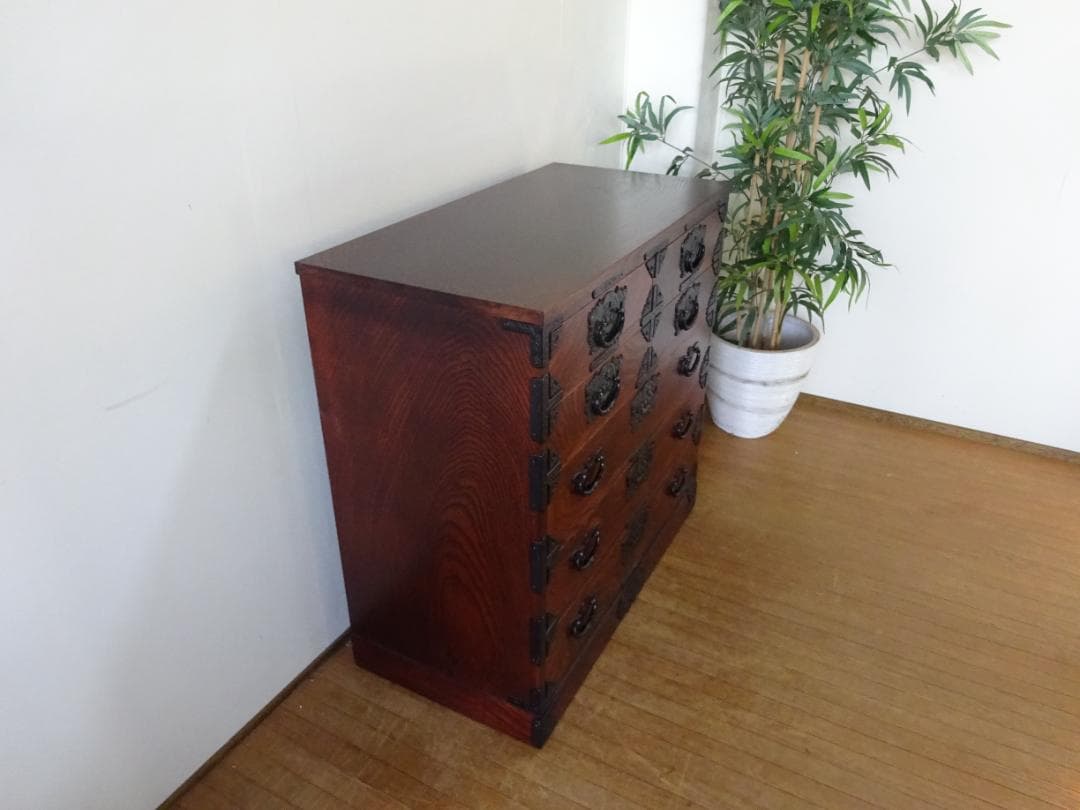 エンゼル　岩屋堂箪笥　TH-S012　整理箪笥　欅材　拭漆塗り　　民芸家具