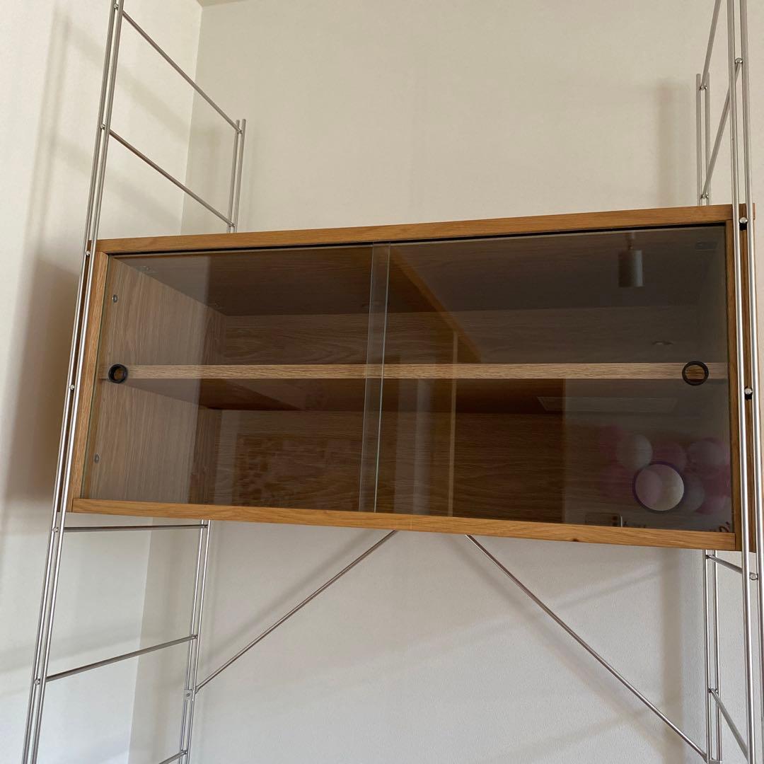 スチールユニットシェルフ用・ボックス・ガラス引き戸・オーク材