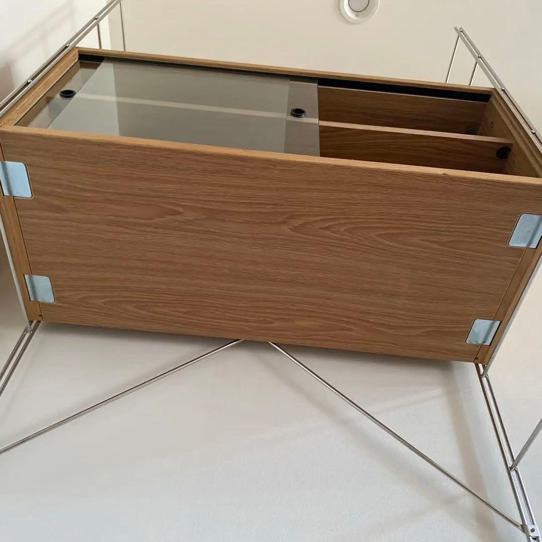 スチールユニットシェルフ用・ボックス・ガラス引き戸・オーク材