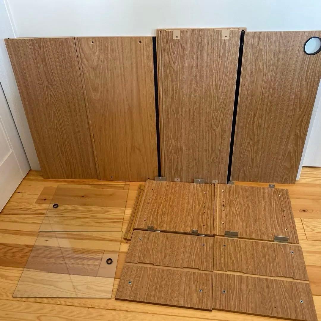 スチールユニットシェルフ用・ボックス・ガラス引き戸・オーク材