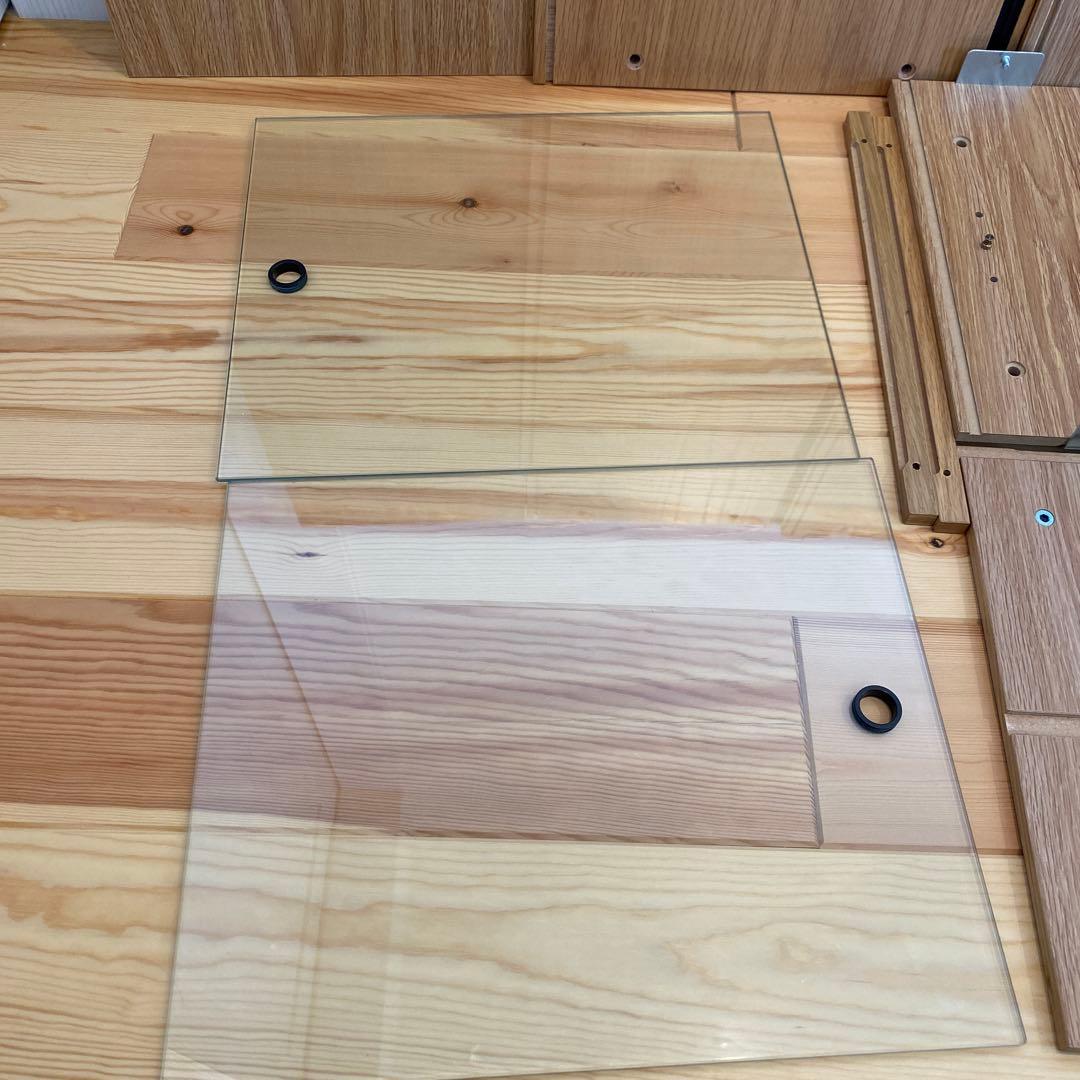 スチールユニットシェルフ用・ボックス・ガラス引き戸・オーク材