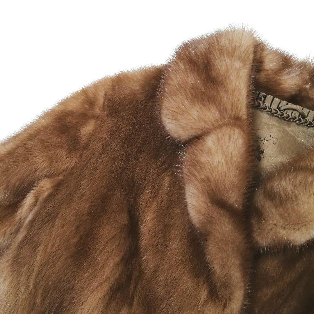 デミバフミンク　毛皮 コート　リアルファー　9　ゆったり　毛並み良好　高級感