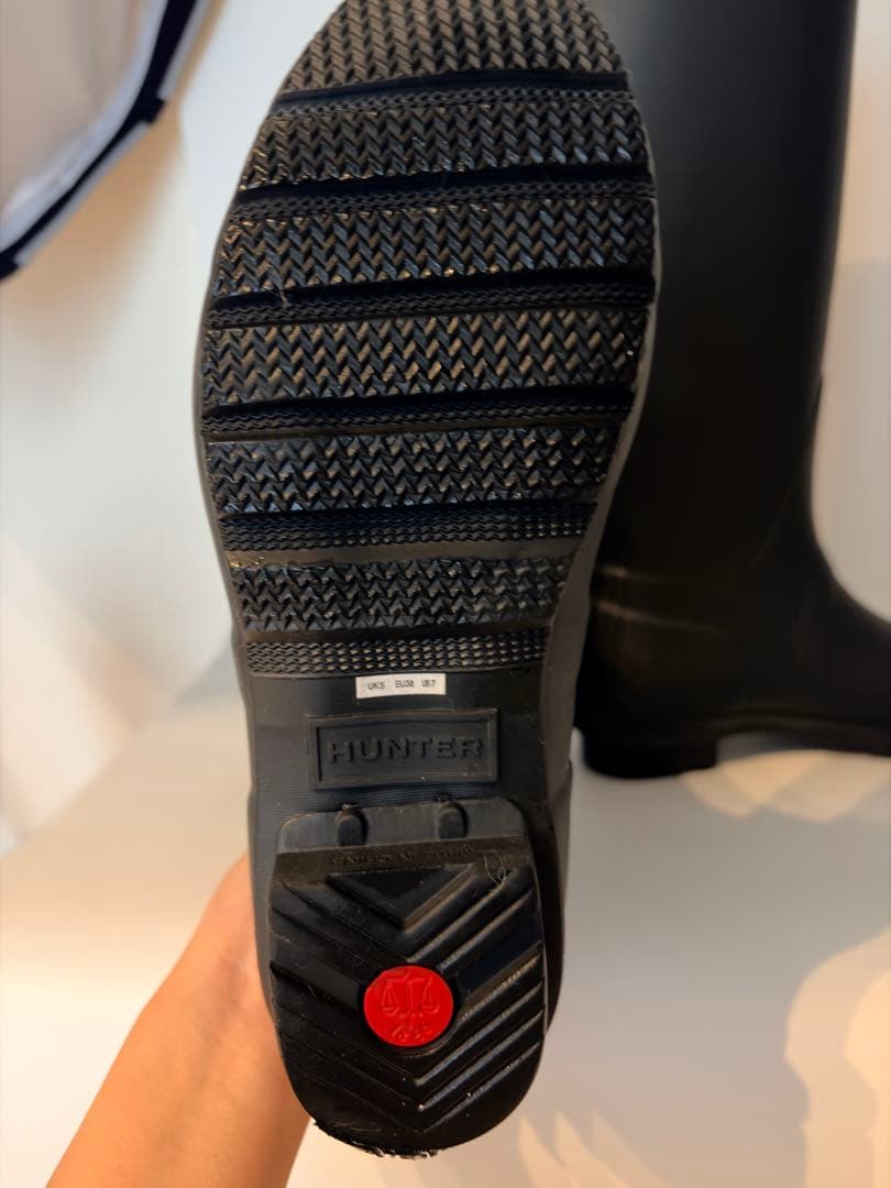HUNTER ブラック ロングブーツ バックル付き オリジナルツアーレインブーツ