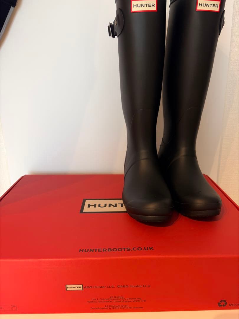 HUNTER ブラック ロングブーツ バックル付き オリジナルツアーレインブーツ