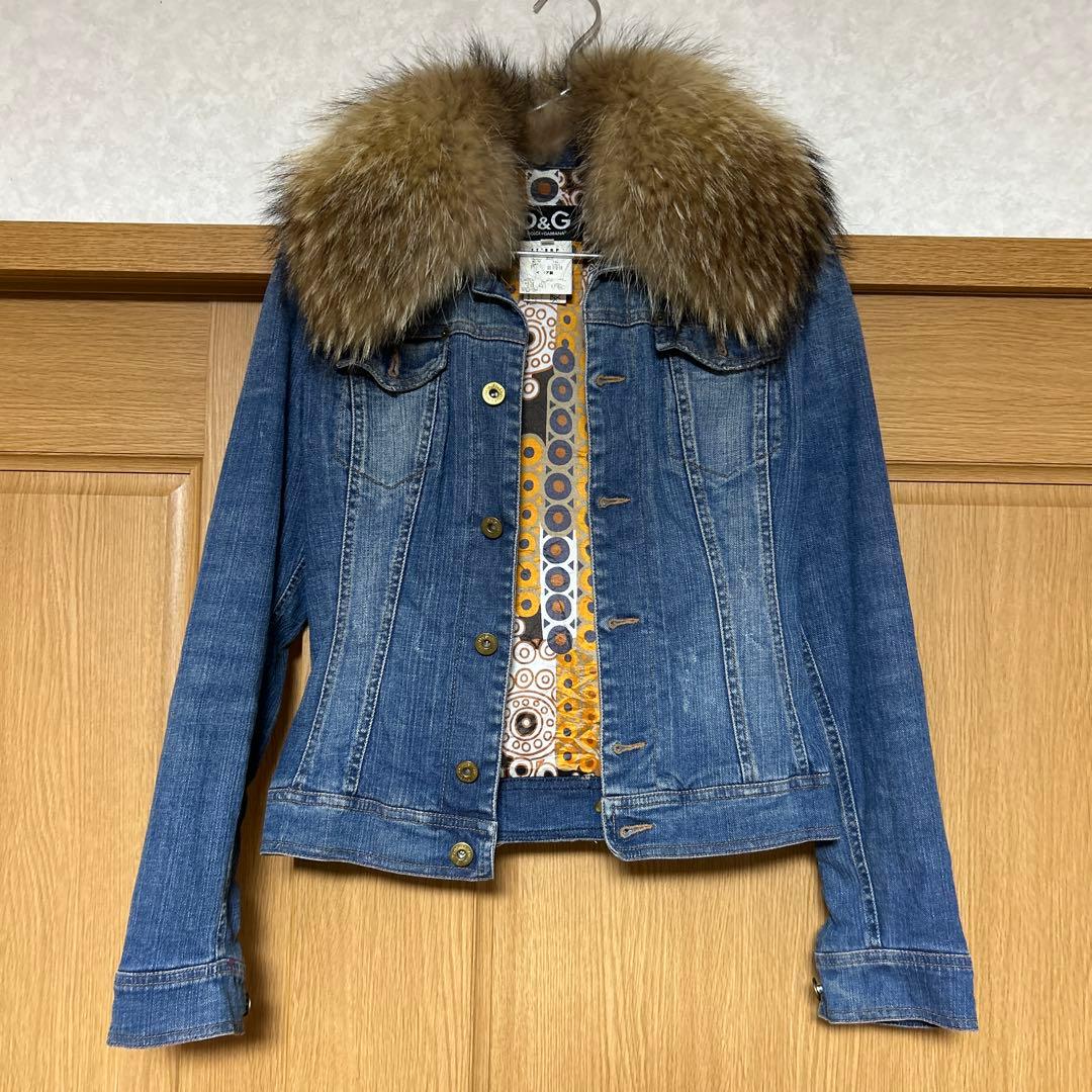 D&G ドルチェ＆ガッバーナ ファー襟デニムジャケット M（S相当） イタリア製