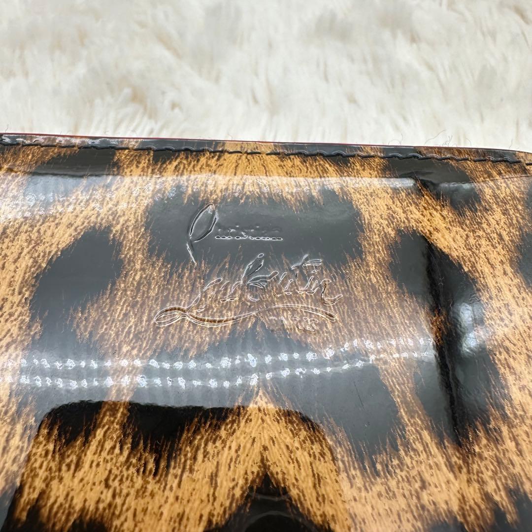 ✨美品✨ルブダン　ケース　スタッズ　パネトーネ　レオパード　エナメル　赤