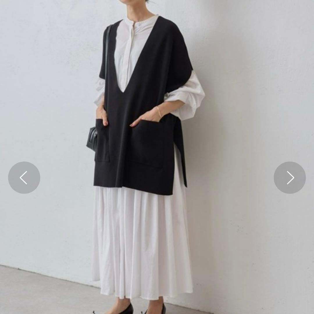 美品 BEARDSLEY ビアズリー　Vネックニットベスト 黒 フリーサイズ