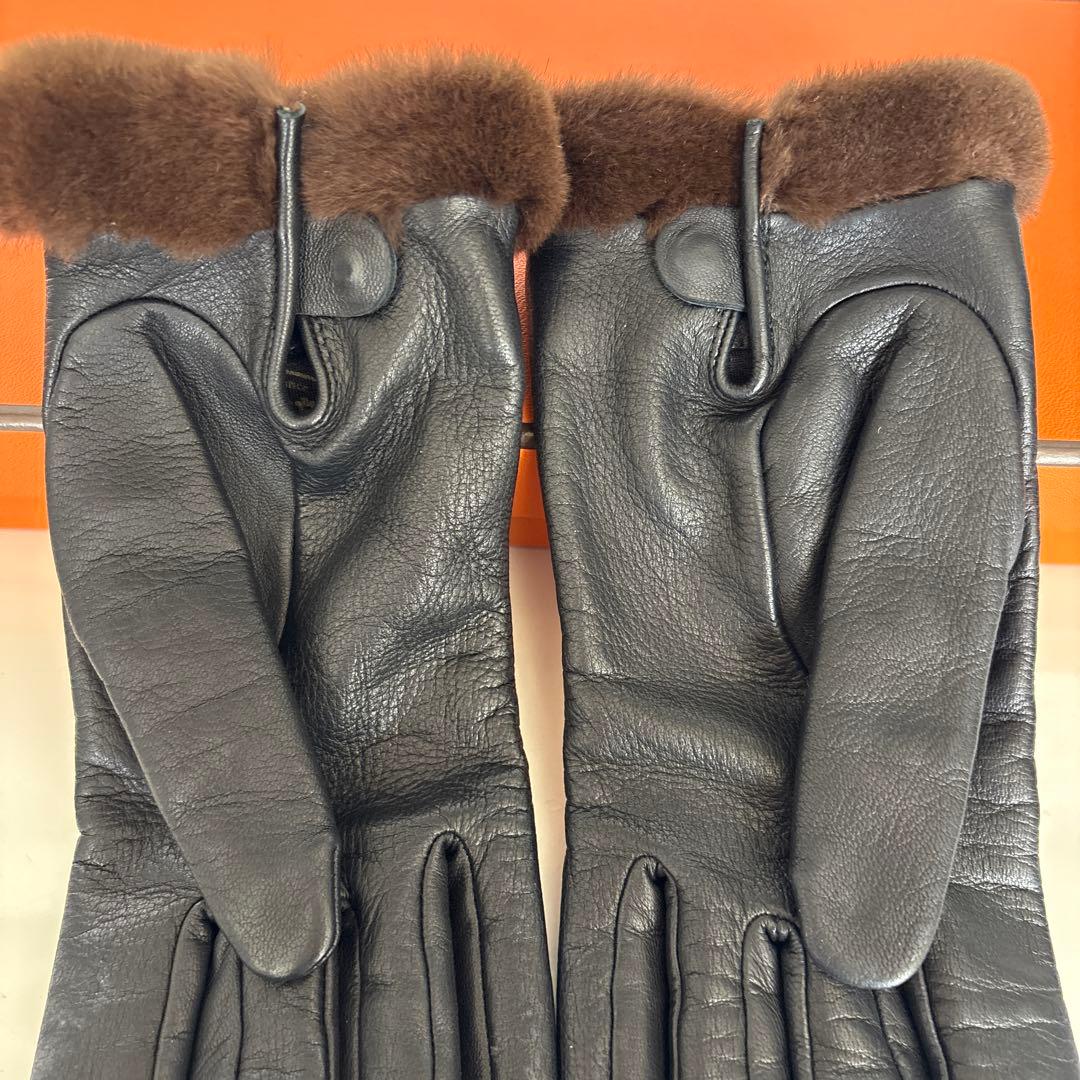 エルメス☆ケリーファーレザー手袋BLACK