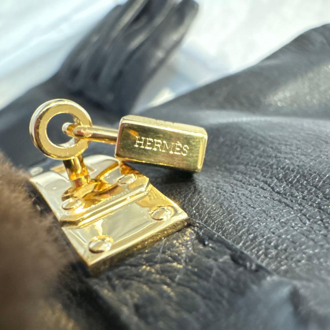 エルメス☆ケリーファーレザー手袋BLACK