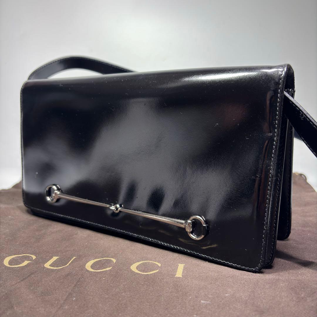 GUCCI ホースビットショルダーバッグクラッチバッグ　パテントレザー 2way