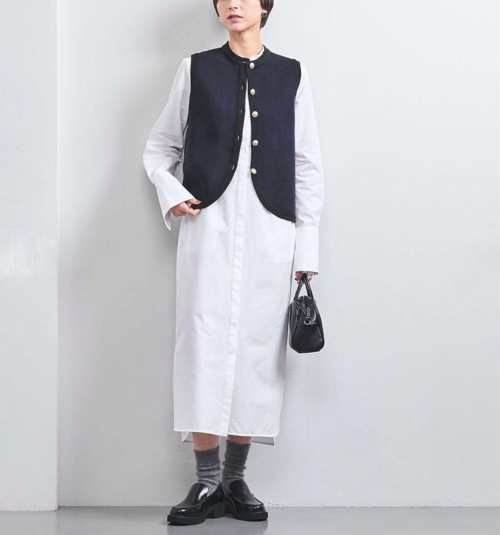 【ユナイテッドアローズ】カシミヤ　ジレ　ベスト　ネイビー　ブラック　ボタン