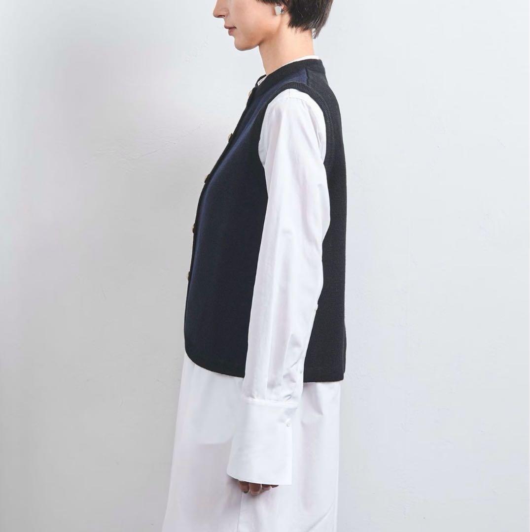 【ユナイテッドアローズ】カシミヤ　ジレ　ベスト　ネイビー　ブラック　ボタン