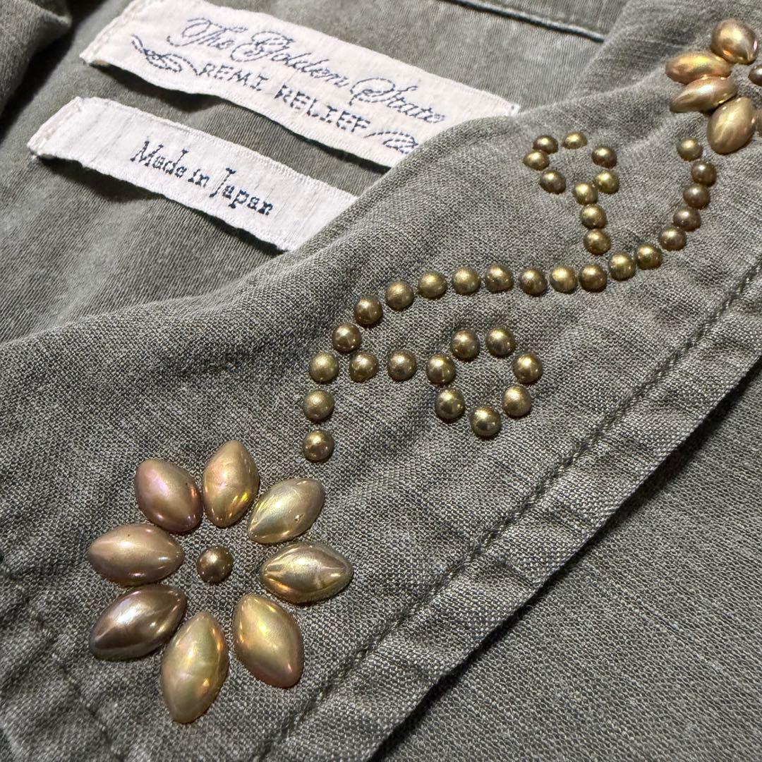 【希少】レミレリーフ　REMI RELIEF ミリタリーシャツ（襟：スタッズ）\"