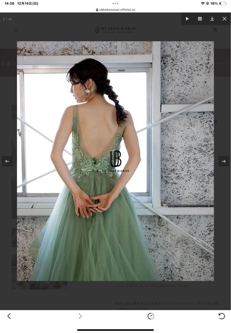 m*i様 ビーズ刺繍 緑のチュールドレス　アーバンブランシェ