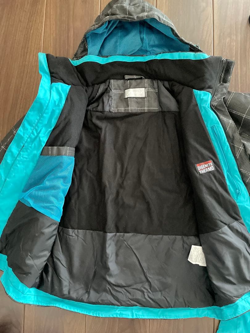 美品 フェニックス スキーウェア上下セット メンズM 黒チェック✖️水色